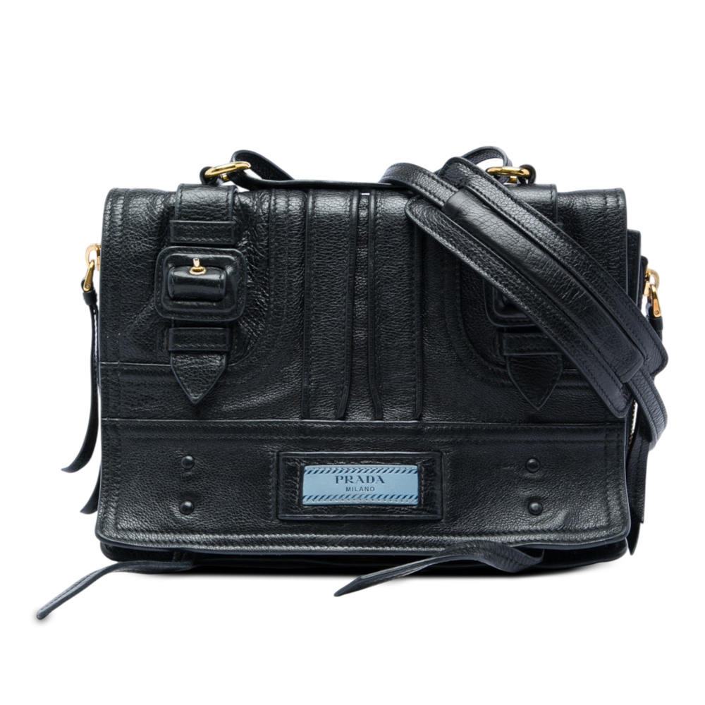 Pre-Loved Prada Glace Calfskin Etiquette Crossbody